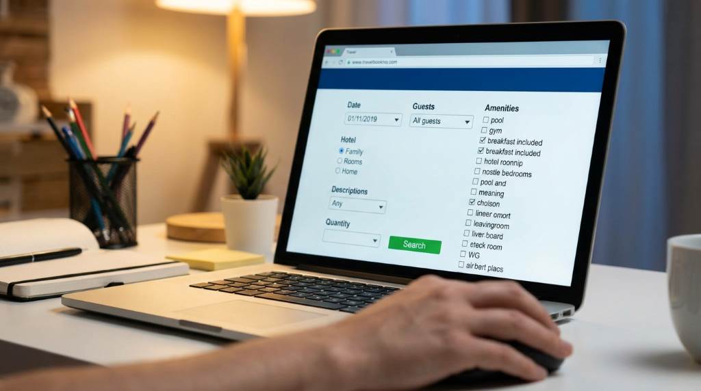 Hotel AI chatbot on mobile app assisting traveler with room selection and booking confirmation