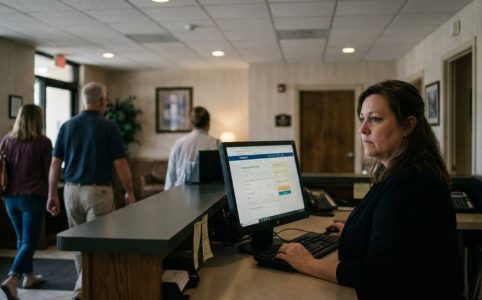 Hotel front desk staff warmly welcoming a guest at an independent boutique hotel